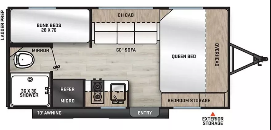 16' 2024 Coachmen Catalina 164BHX - Bunk House Floorplan