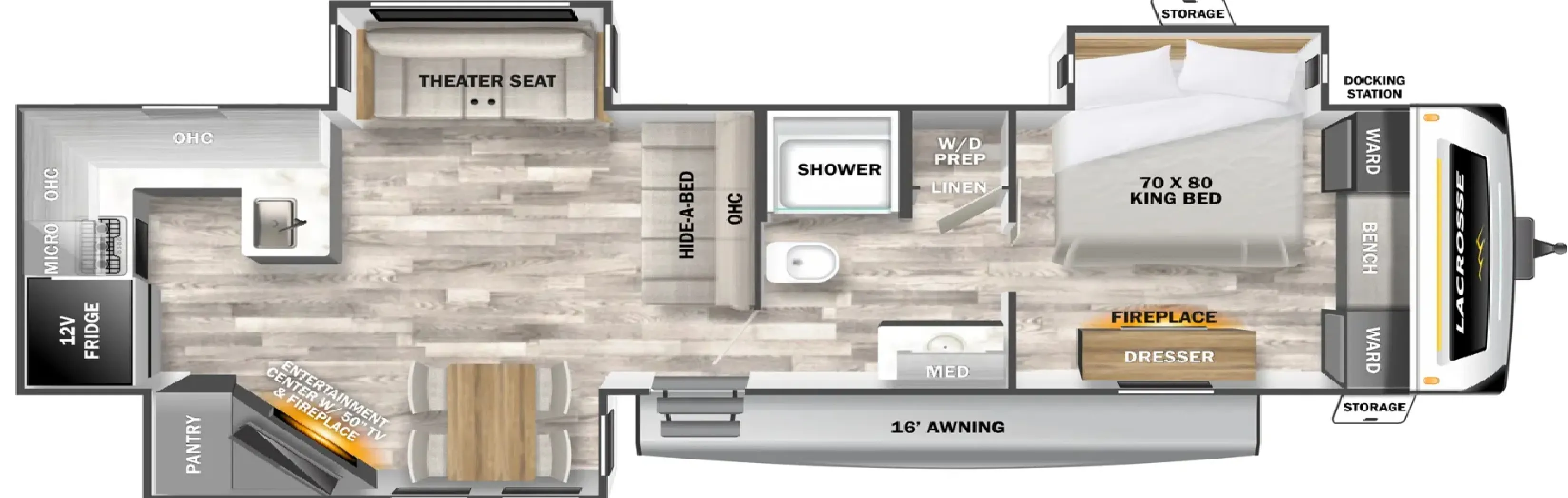 38' 2024 Forest River Lacrosse 3411RK Floorplan