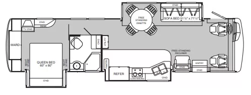 38' 2004 Fleetwood Pace Arrow 37C w/3 Slides Floorplan