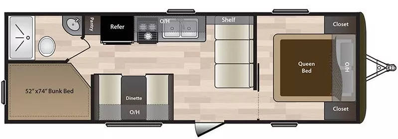 29' 2019 Keystone Hideout 262LHS - Bunk House Floorplan