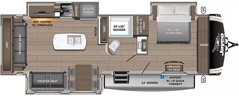 38' 2023 Jayco Eagle Ht 294CKBS w/3 Slides Floorplan