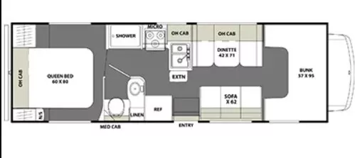29' 2017 Coachmen Freelander 27QB Floorplan