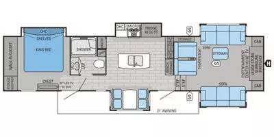 42' 2015 Jayco Pinnacle 38FLSA w/5 Slides Floorplan