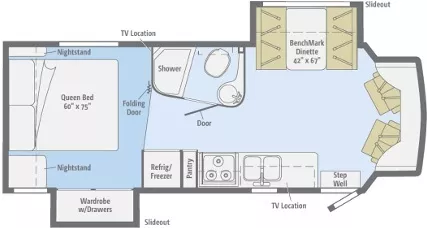 29' 2014 Winnebago Aspect 27K w/2 Slides Floorplan