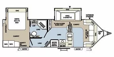 31' 2013 Forest River Windjammer 2809W w/2 Slides Floorplan