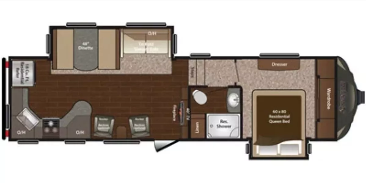 33' 2015 Keystone Sprinter 304FWRKS w/2 Slides Floorplan