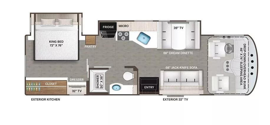 32' 2023 Thor A.C.E. Series 30C w/2 Slides Floorplan