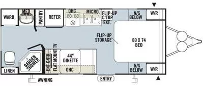 23' 2013 Forest River Flagstaff Micro Mini 23FB Floorplan