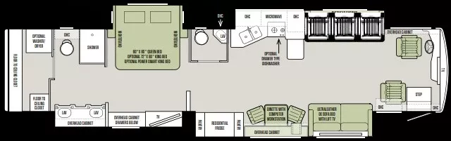 45' 2019 Tiffin Allergo Bus 45OPP 450hp Cummins w/4 Slides Floorplan