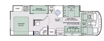 31' 2017 Thor Ace EVO 30.2 w/Slide - Bunk House Floorplan