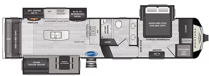 37' 2021 Keystone Montana 3231CK w/3 Slides Floorplan