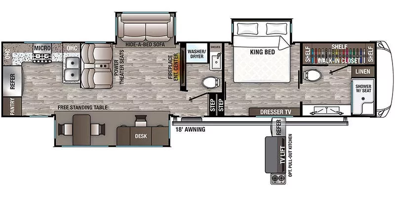 40' 2020 Forest River Cedar Creek Hathaway 38DBRK w/3 Slides Floorplan