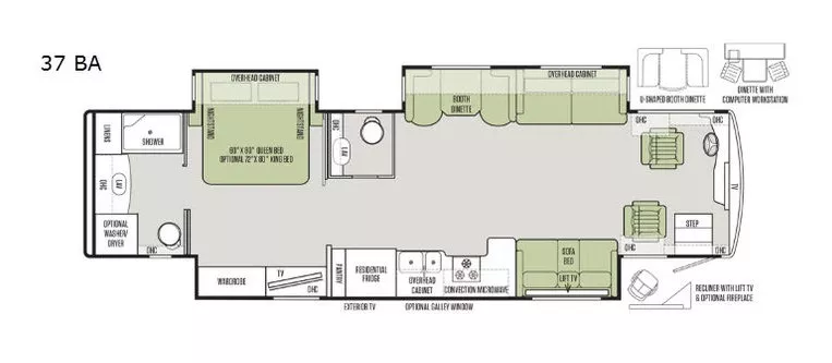 38' 2018 Tiffin Allegro Red 37BA 360hp Cummins w/3 Slides Floorplan