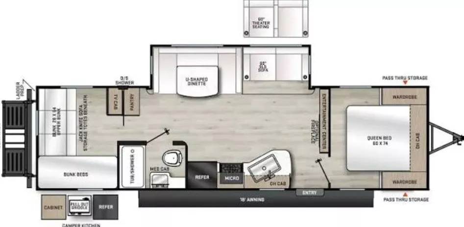34' 2024 Forest River Coachmen Catalina 293QBCK w/Slide - Bunk House Floorplan