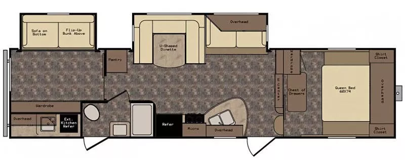 34' 2015 Crossroads Rezerve 31BH w/2 Slides - Bunk House Floorplan