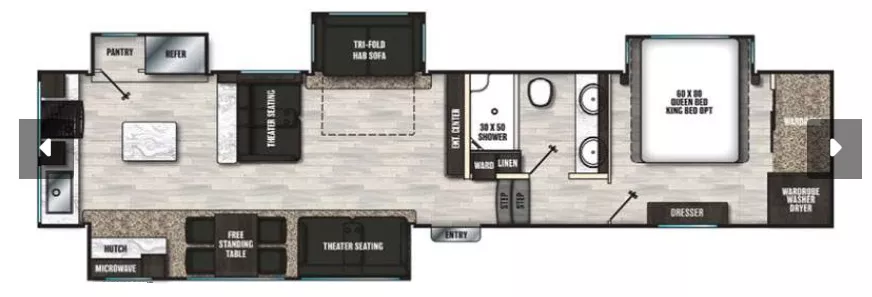 42' 2022 Coachmen Brookstone 374RK w/4 Slides Floorplan