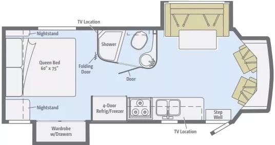 30' 2016 Winnebago Aspect 27K w/2 Slides Floorplan