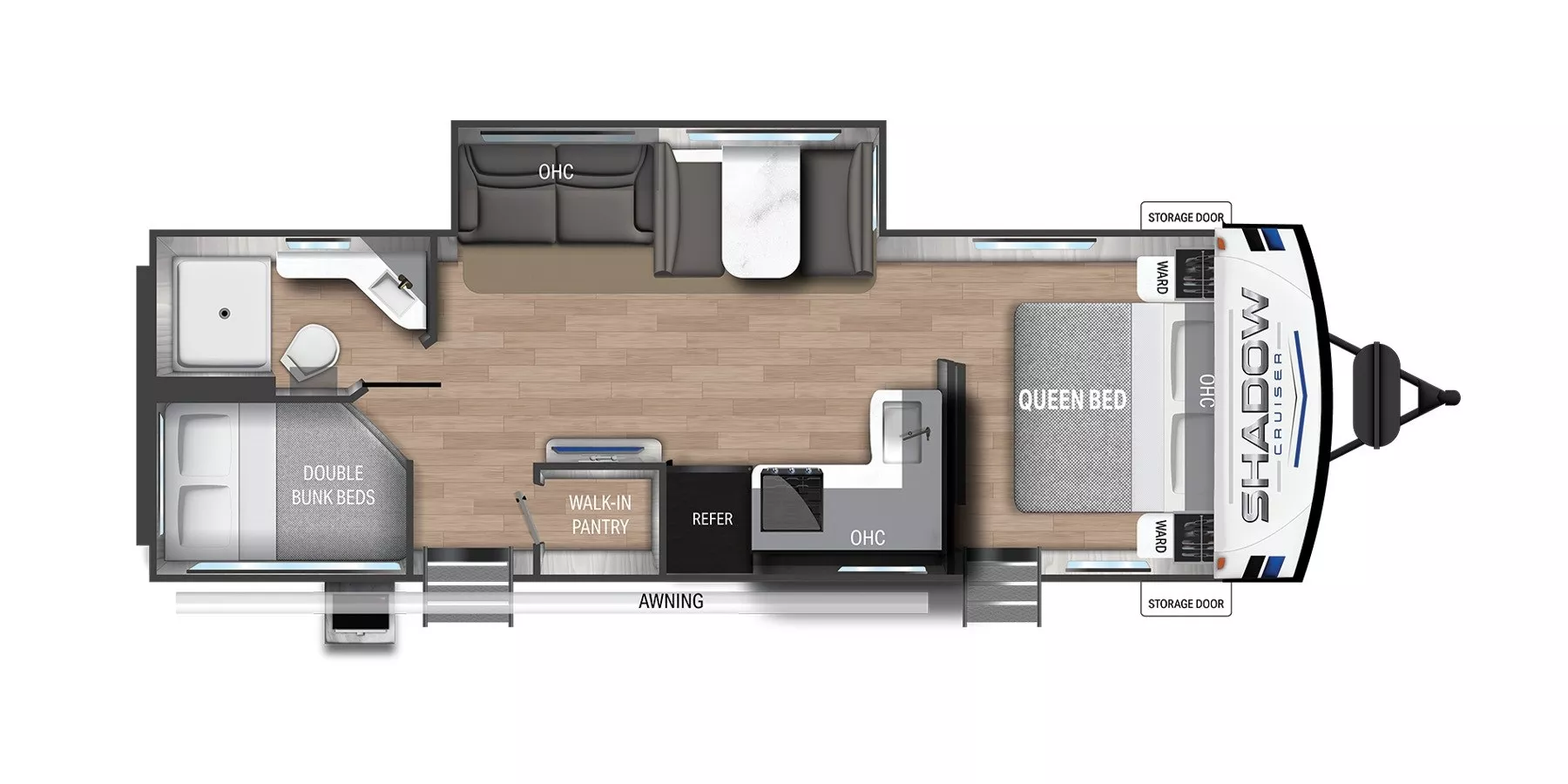 33' 2023 Cruiser RV Shadow Cruiser 277BHS w/Slide - Bunk House Floorplan