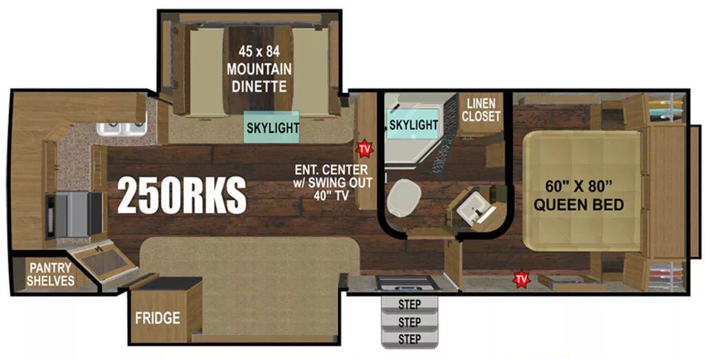 31' 2024 Outdoors RV Titanium 250RKS w/2 Slides Floorplan