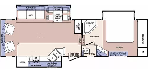 33' 2009 Forest River Cardinal 30-TS w/3 Slides Floorplan