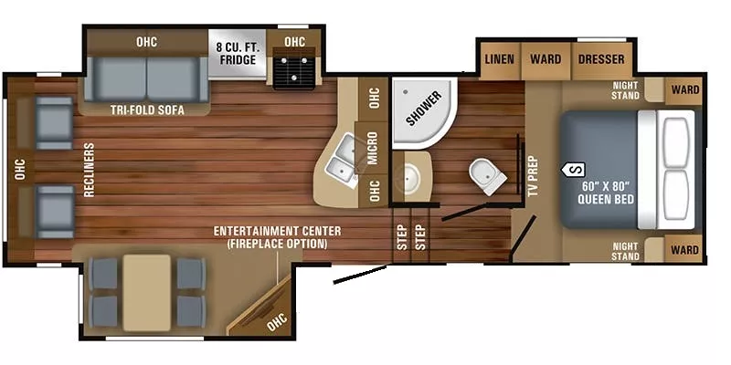 30' 2018 Jayco Eagle Ht 27.5RLTS w/3 Slides Floorplan