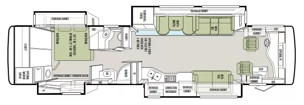 40' 2014 Tiffin Phaeton 40QTH 380hp Cummins w/4 Slides Floorplan