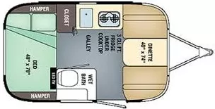 16' 2017 Airstream Bambi Sport 16 Floorplan