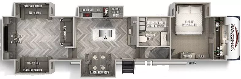 42' 2020 Forest River Wildwood Heritage Glen 372RD w/5 Slides Floorplan