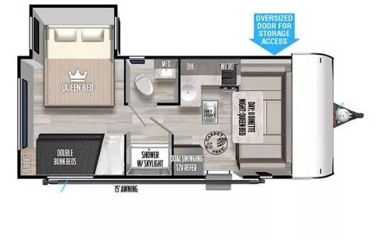 21' 2022 Forest River Salem Fsx 176QBHK w/Slide - Bunk House Floorplan