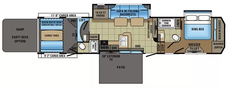 46' 2017 Jayco Seismic 4212 w/2 Slides & Generator  - Toy Hauler Floorplan