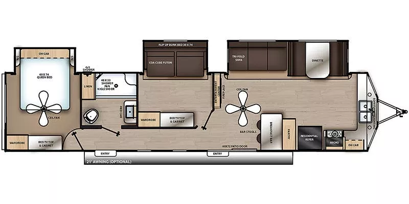 41' 2023 Coachmen Catalina Destination 39MKTS w/3 Slides Floorplan