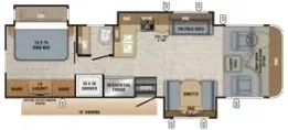 33' 2019 Jayco Precept 31UL w/3 Slides Floorplan