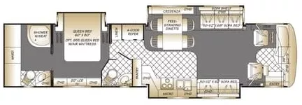 40' 2007 Fleetwood Revolution Le 40E 400hp Caterpillar w/3 Slides Floorplan