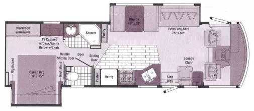 33' 2002 Winnebago Adventurer 32V w/2 Slides Floorplan