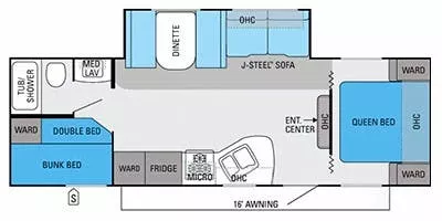 31' 2012 Jayco Jayflight 267BHS w/Slide - Bunk House Floorplan