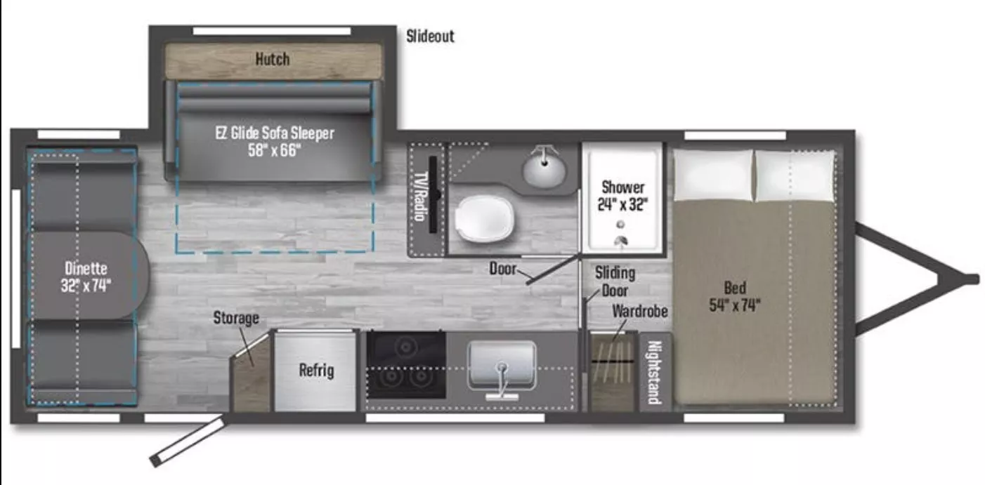 26' 2024 Winnebago Minnie 2225RL w/Slide Floorplan