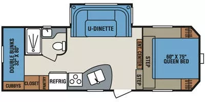 26' 2013 Kz Sportsmen 245BH w/Slide - Bunk House Floorplan