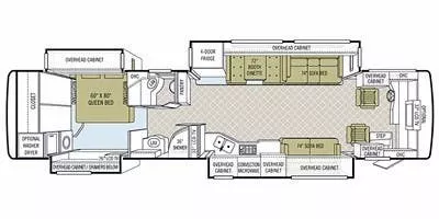 40' 2011 Tiffin Phaeton 40QTH 380hp Cummins w/4 Slides Floorplan