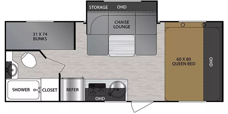 24' 2020 Forest River No Boundaries 19.8 w/Slide - Bunk House Floorplan