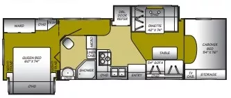 32' 2007 Fleetwood Tioga 31M w/2 Slides Floorplan