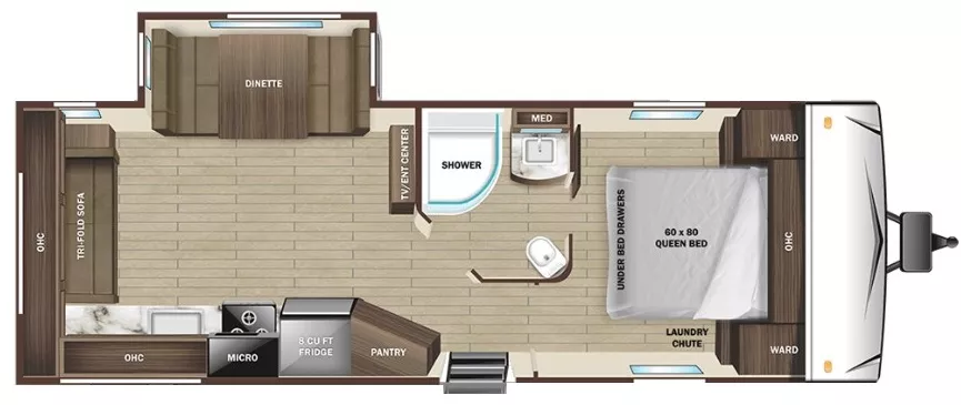 29' 2022 Highland RV Silverstar 242RL w/Slide Floorplan