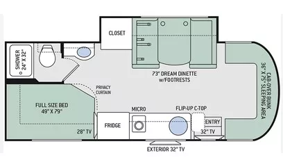 26' 2019 Thor Citation 24SJ w/Slide Floorplan