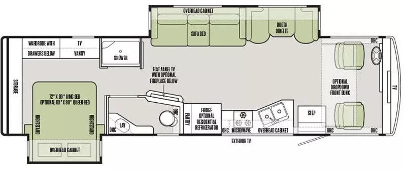 34' 2019 Tiffin Allegro Open Road 32SA w/2 Slides Floorplan