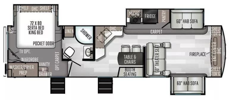 36' 2020 Forest River Rockwood Signature 8324SB w/3 Slides Floorplan