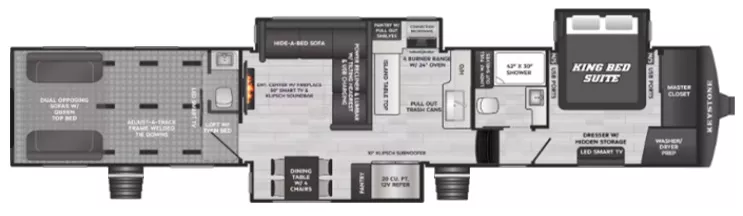 45' 2026 Keystone Raptor 441HB w/3 Slides - Toy Hauler Floorplan