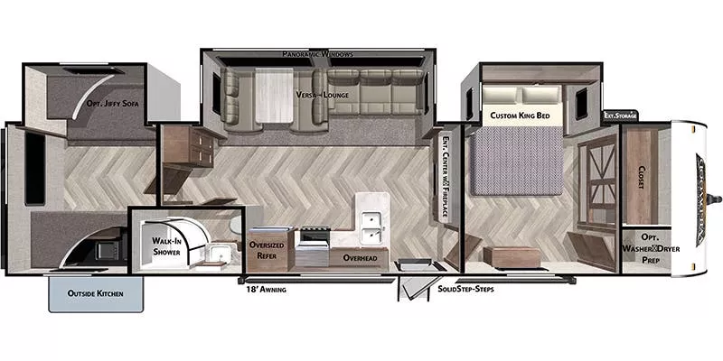 38' 2020 Forest River Wildwood 33TS w/3 Slides - Bunk House Floorplan