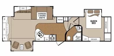 36' 2012 Dutchmen Denali 310RES w/3 Slides Floorplan