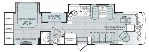 37' 2017 Holiday Rambler Navigator Xe 35E 340hp Cummins w/2 Slides - Bunk House Floorplan