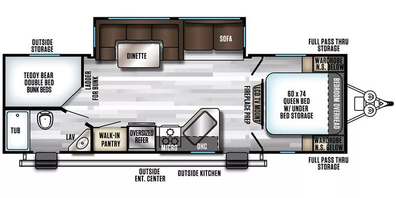 29' 2019 Forest River Cherokee Alfa Wolf 26DBH-L w/Slide - Bunk House Floorplan