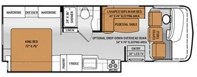 28' 2015 Thor Hurricane 27K w/Slide Floorplan